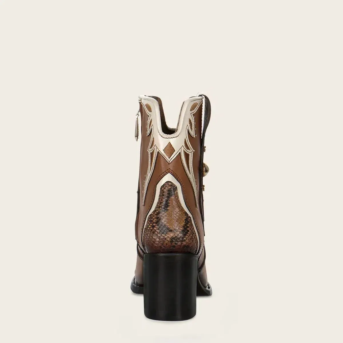 4Q06PH - Cuadra honey western cowgirl python skin ankle boots for women
