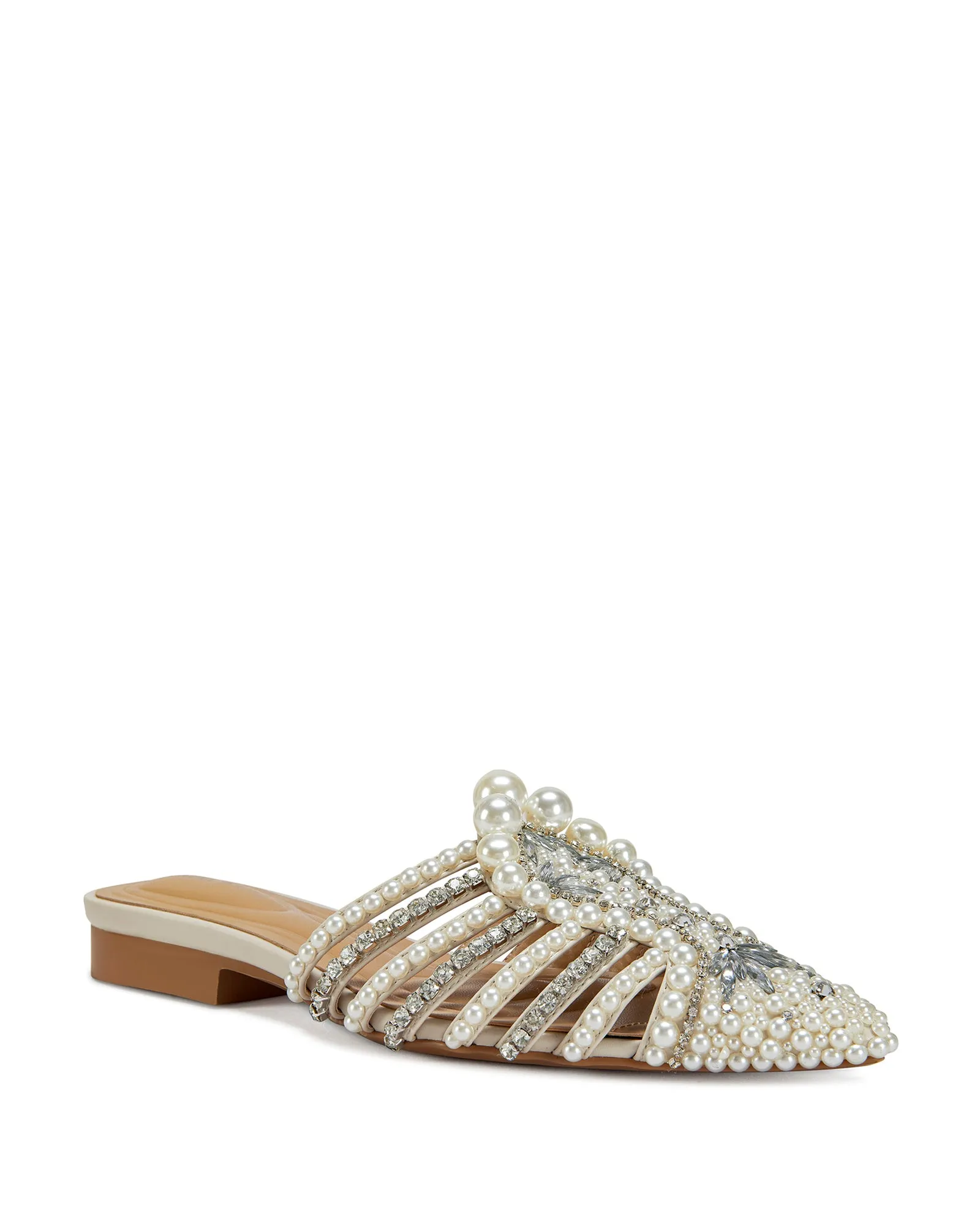 ADALINE-BONE PEARL POINTED TOE FLAT