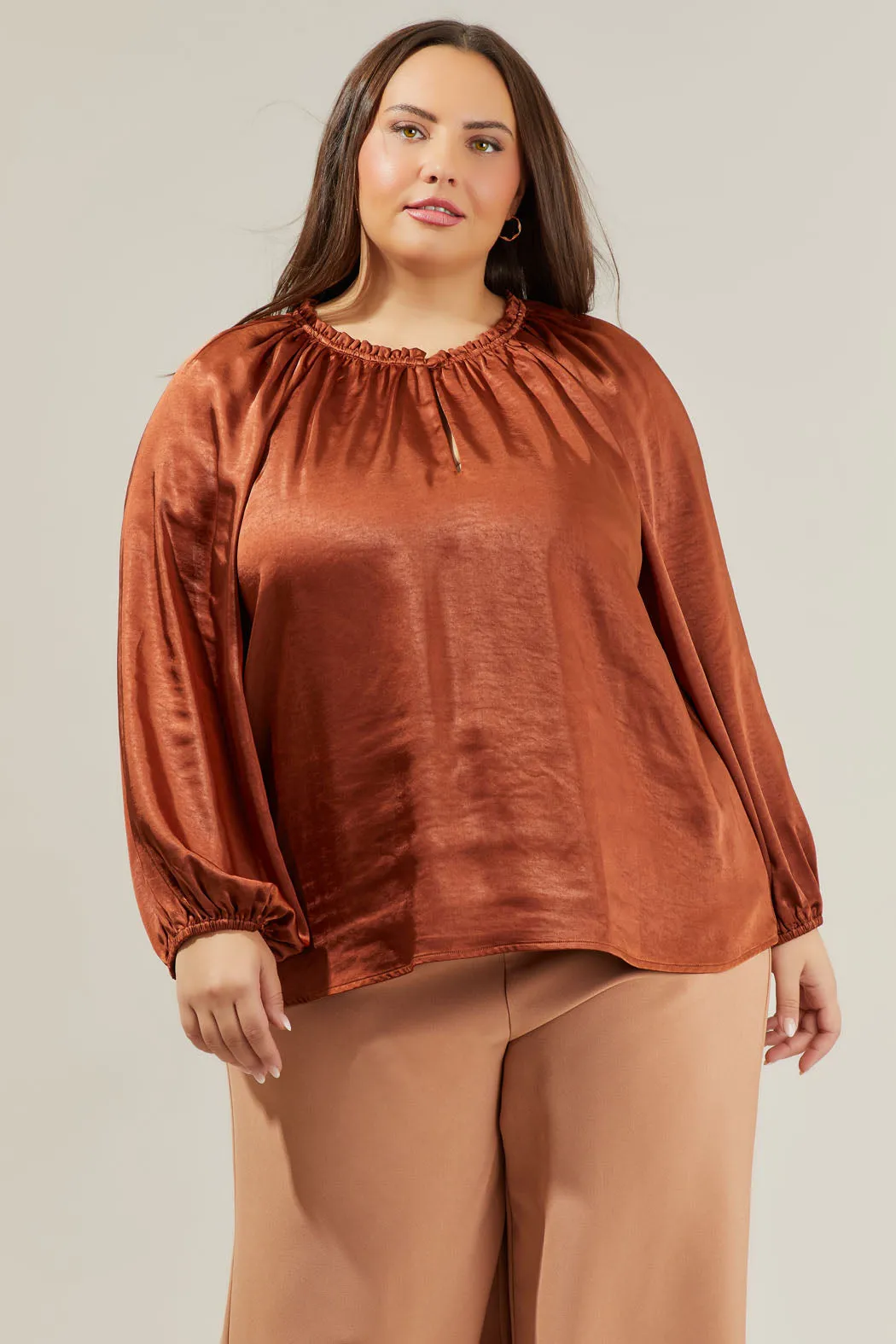 Alcazar Raglan Sleeve Satin Blouse Curve