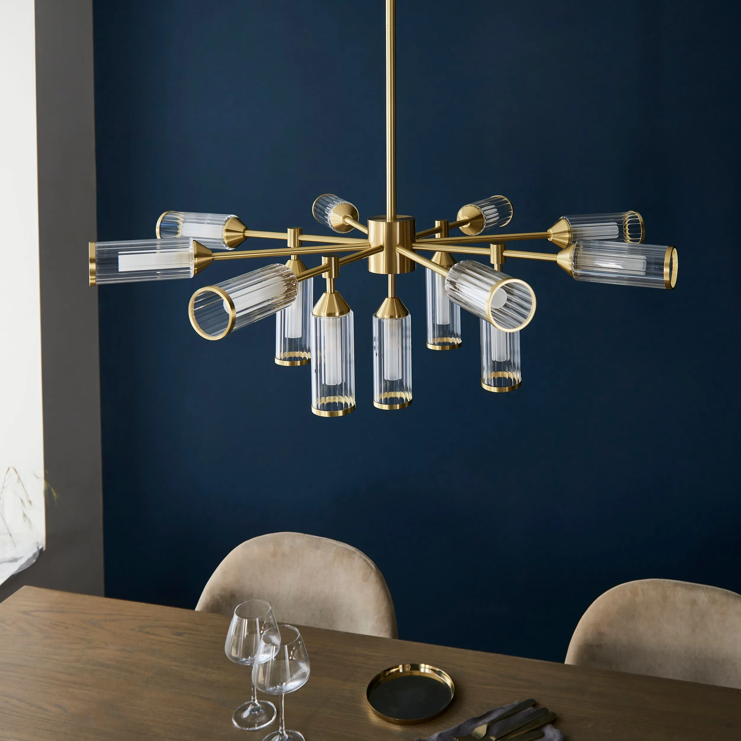 Amos Duchy 13 Light Chandelier Satin Brass