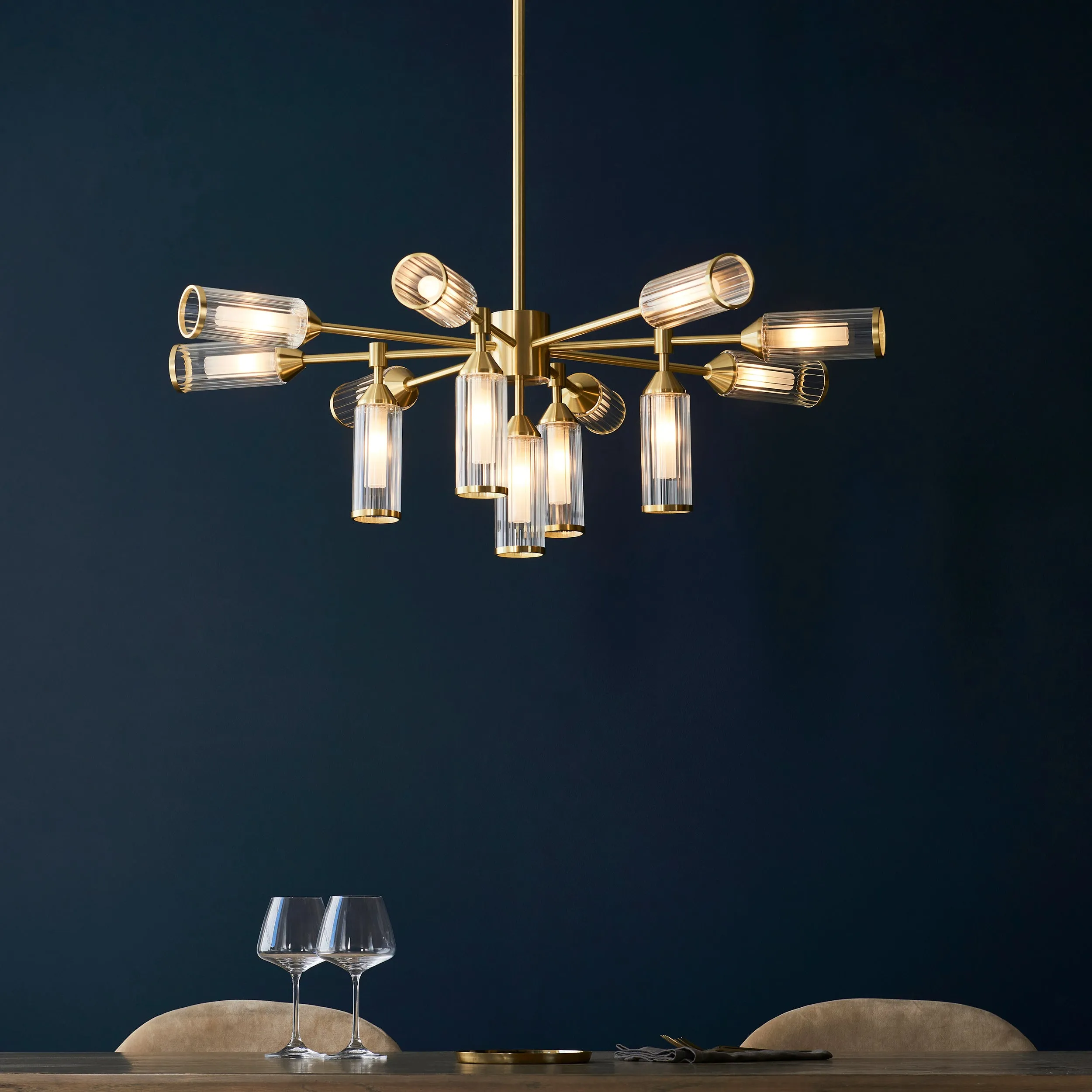 Amos Duchy 13 Light Chandelier Satin Brass