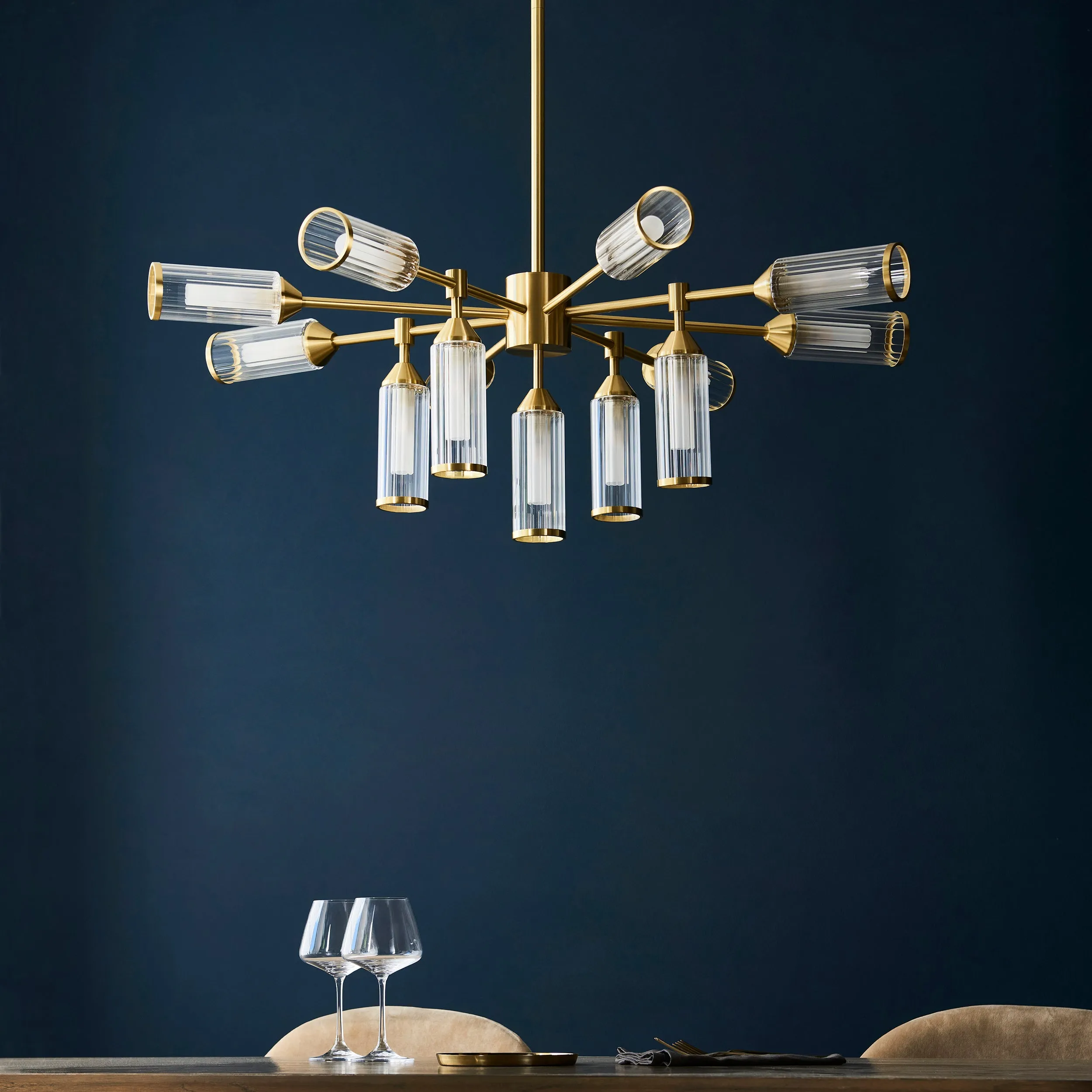 Amos Duchy 13 Light Chandelier Satin Brass