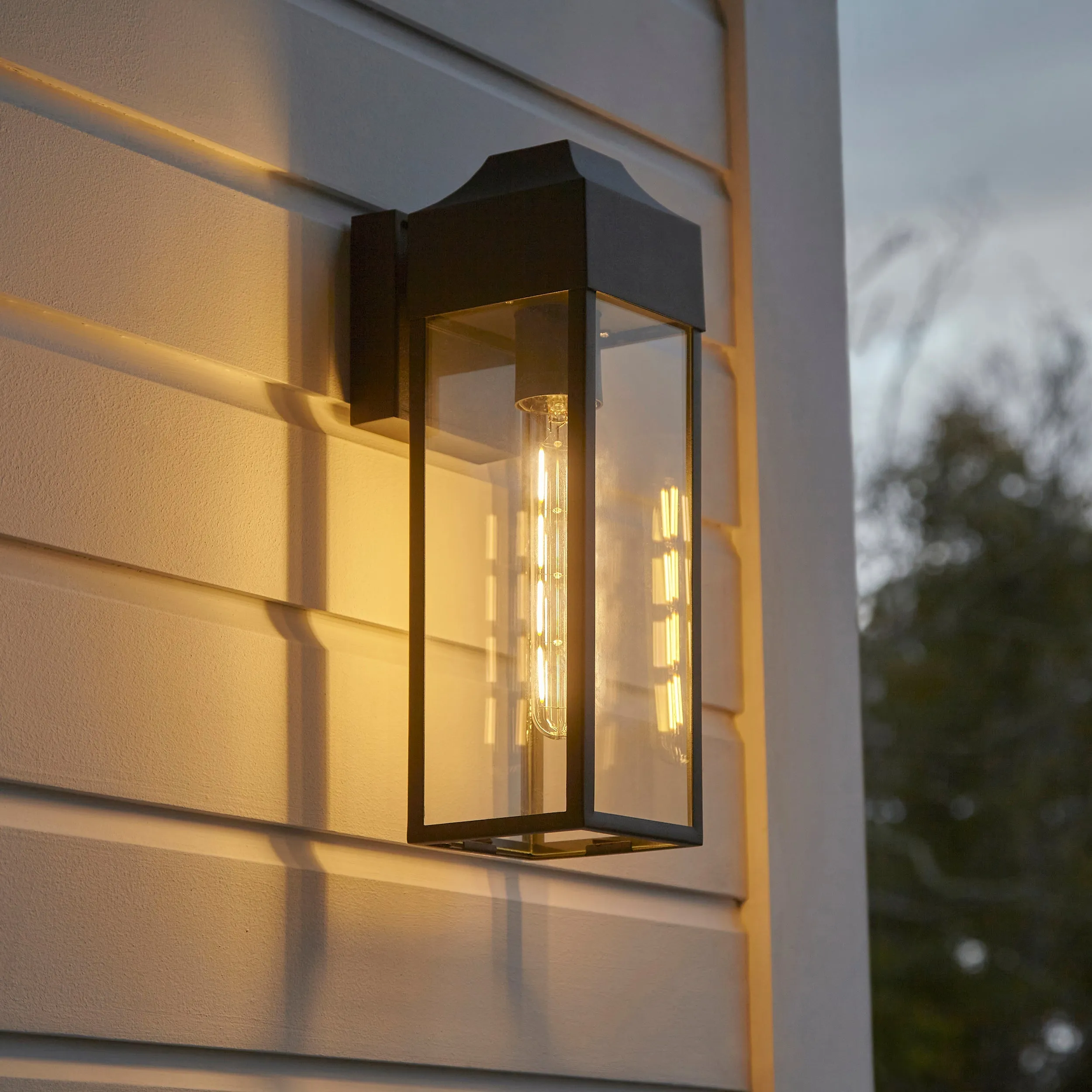 Amos Lotus Outdoor Wall Light Matt Black