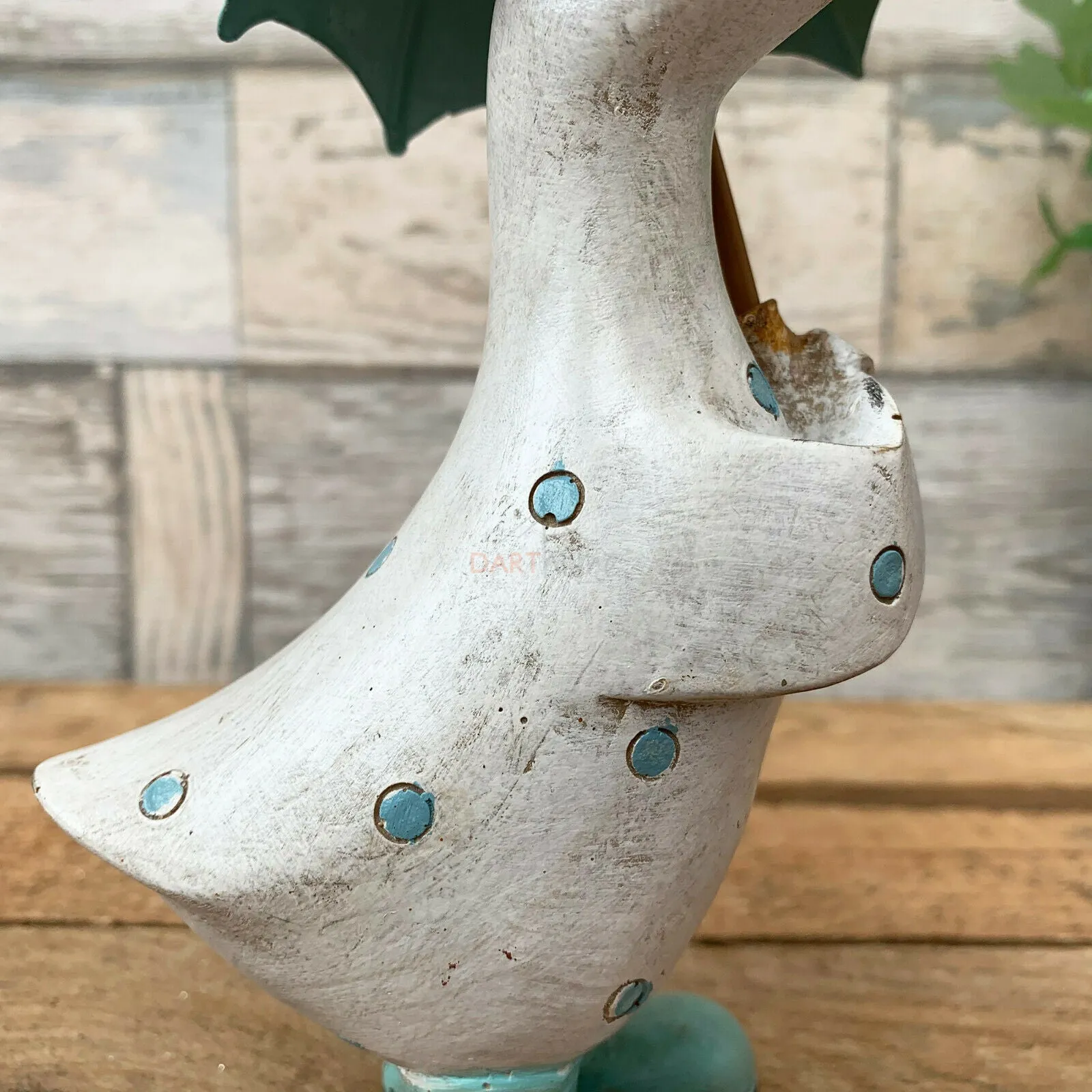 Aqua Blue Polka Dot Duck With Umbrella