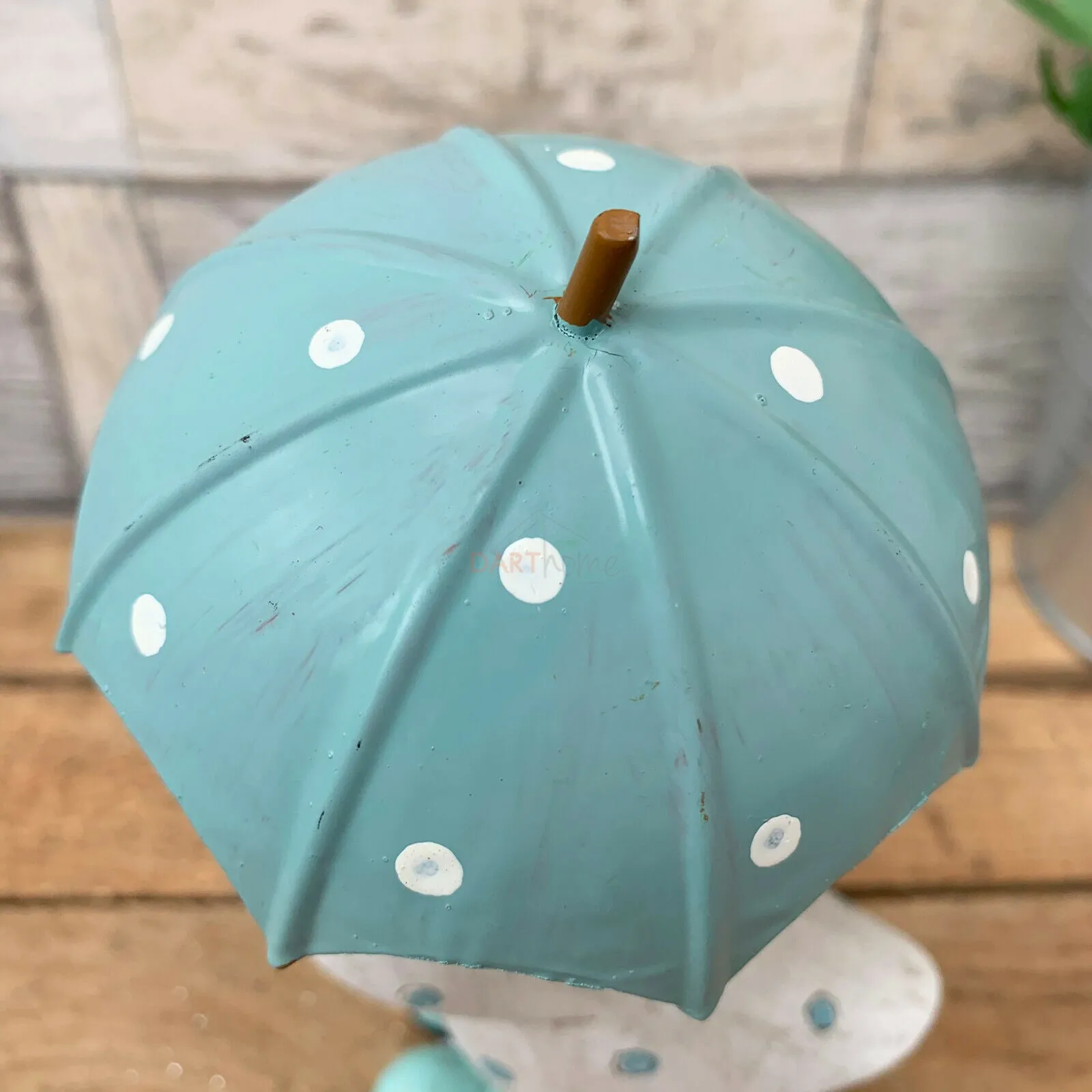 Aqua Blue Polka Dot Duck With Umbrella