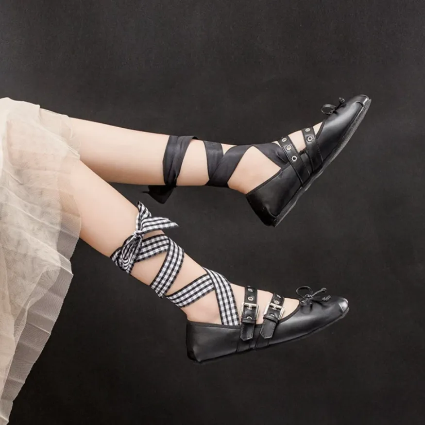 Aurelia Buckle Strap Ballet Flats - Black 39 / US 8-8.5