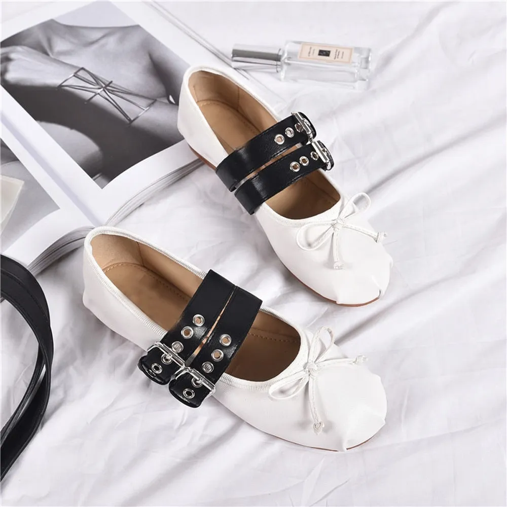 Aurelia Buckle Strap Ballet Flats - Black 39 / US 8-8.5