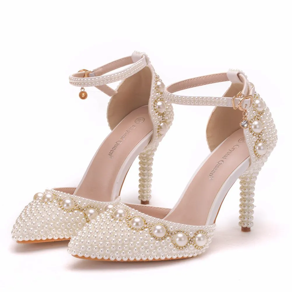 Beaded Bracelet Rhinestone Sandals Wedding Shoes