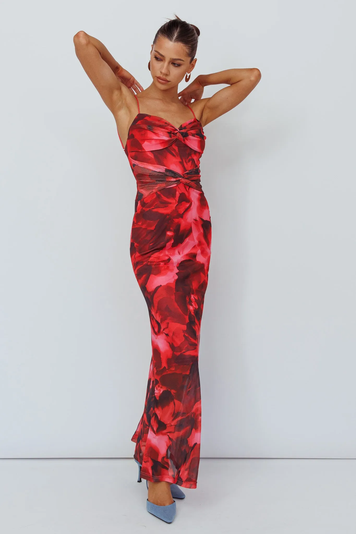Beulah Twist Bodice Maxi Dress Floral Pink