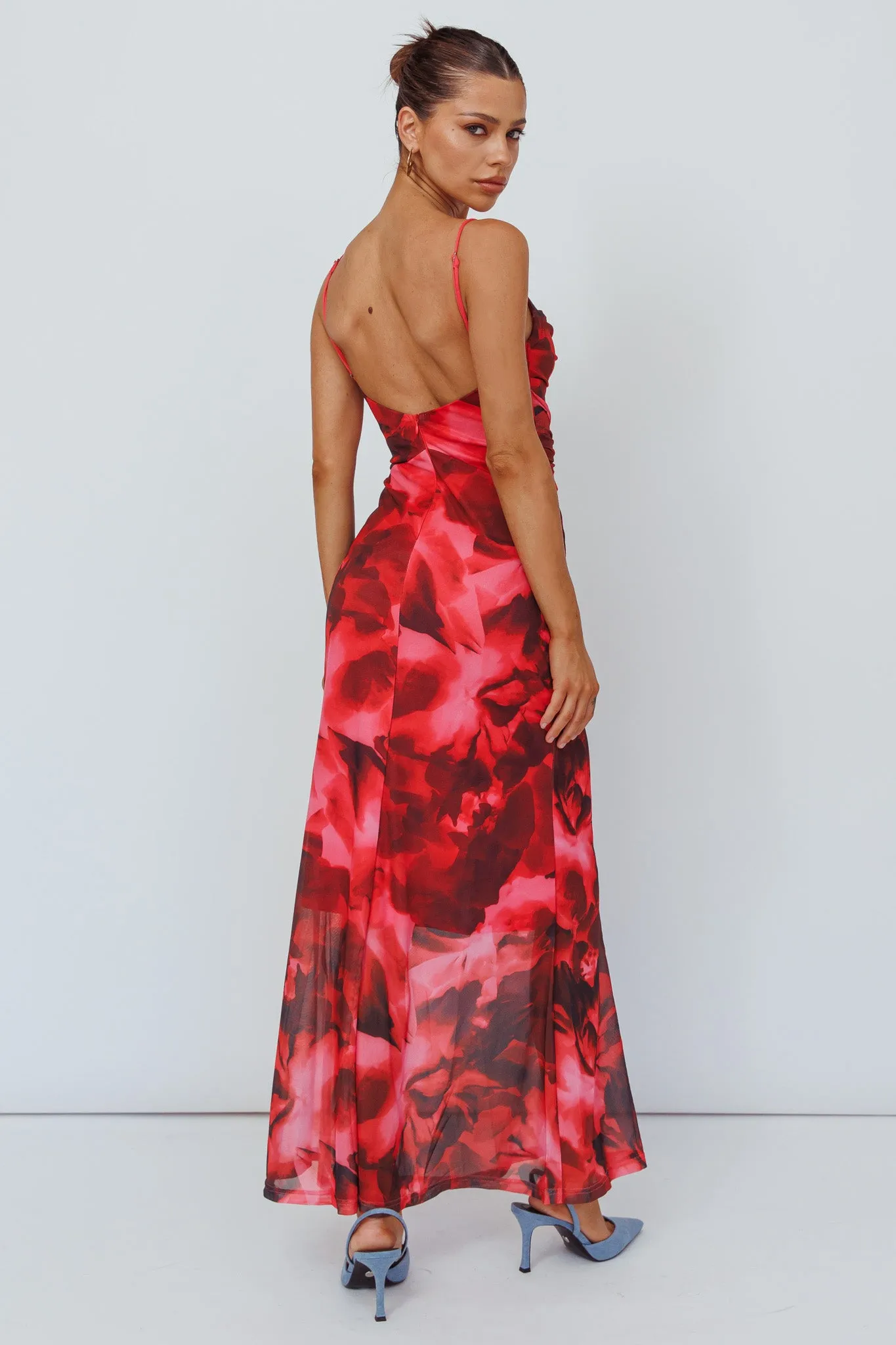 Beulah Twist Bodice Maxi Dress Floral Pink