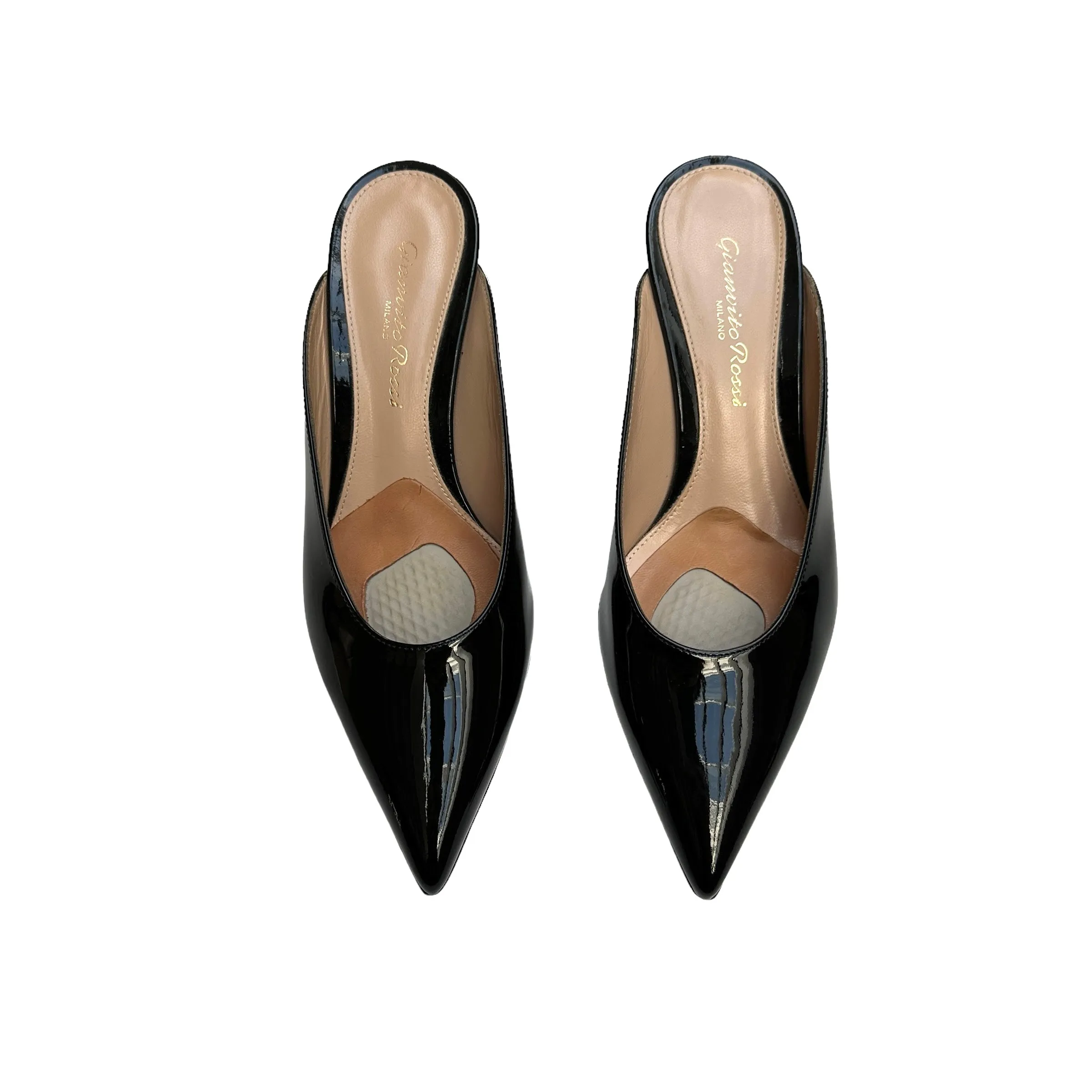 Black Patent Leather Kitten Heels - 5