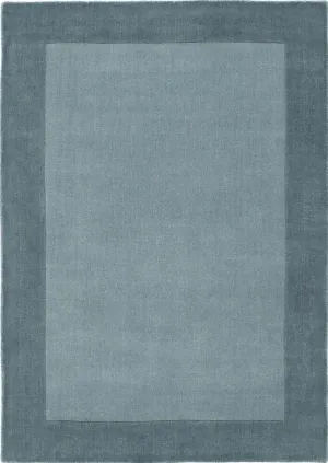 Bordered Duck Egg Blue Wool Rug