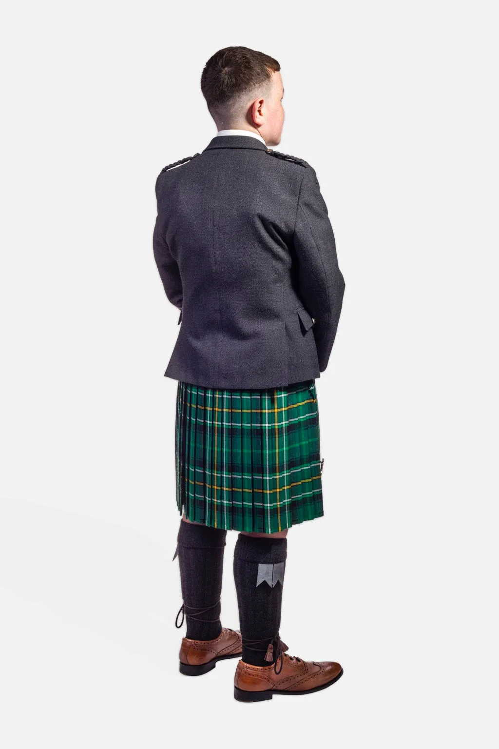 Children's Red Nicolson Muted / Charcoal Holyrood Kilt Hire Outfit
