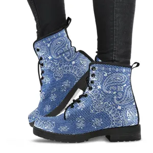 Combat Boots - Blue Paisley | Boho Shoes, Handmade Lace Up Boots, Vegan Leather Lace Up Boots, 90s Boots, 2000s Boots, Hipster Boots