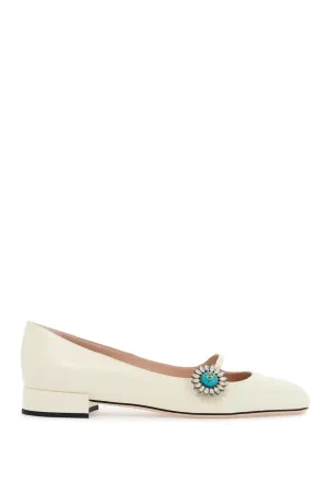 Crystal-Embellished Kid Leather Flats
