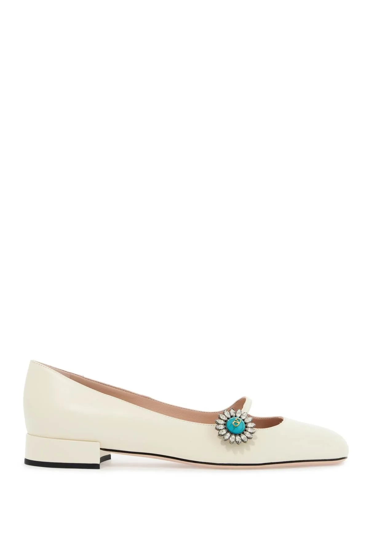 Crystal-Embellished Kid Leather Flats