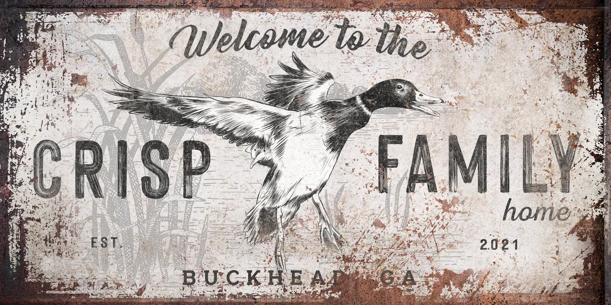 Duck Hunting Decor Mallard Duck Sign with Family Name