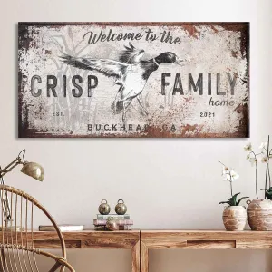 Duck Hunting Decor Mallard Duck Sign with Family Name