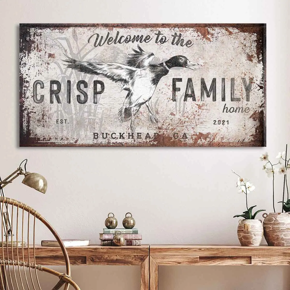 Duck Hunting Decor Mallard Duck Sign with Family Name