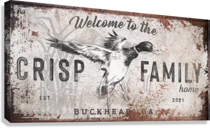 Duck Hunting Decor Mallard Duck Sign with Family Name