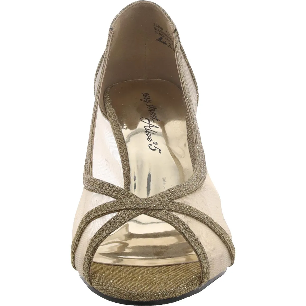 Easy Street Womens Peep Toe Glitter Kitten Heels