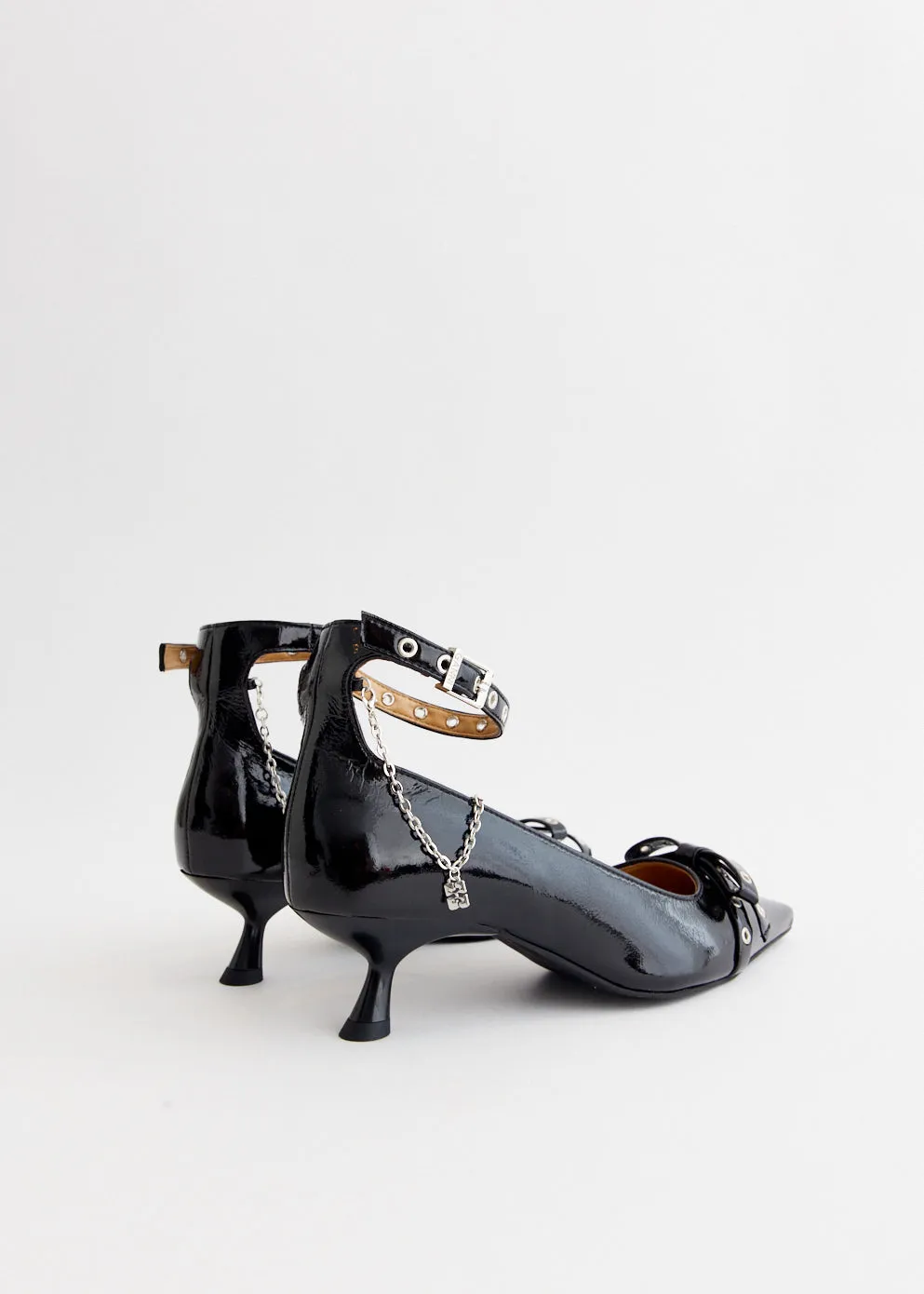 Eyelets Jewel Kitten Heel Pumps