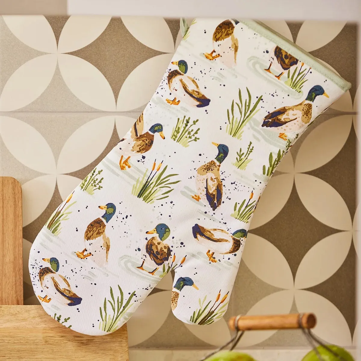 Farmhouse Ducks Cotton Oven Mitt