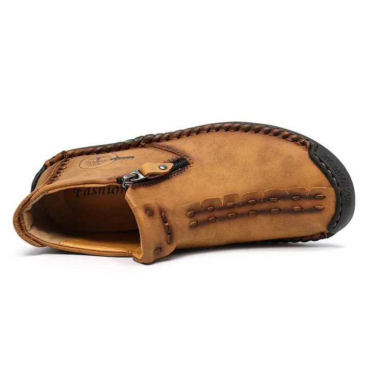 Hand Stitching Leather Non Slip Side Zipper Men Boots