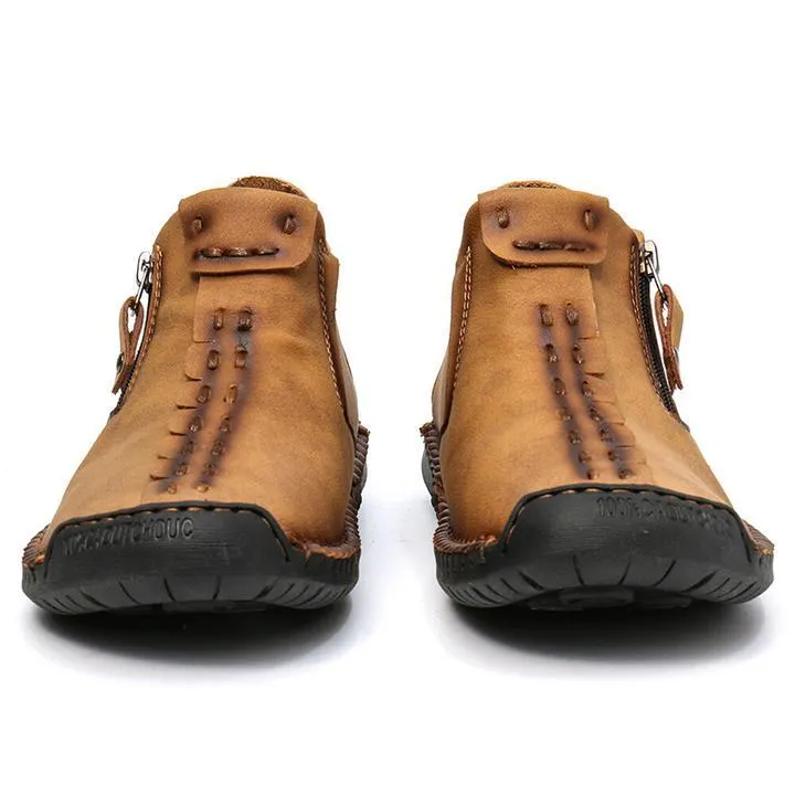 Hand Stitching Leather Non Slip Side Zipper Men Boots