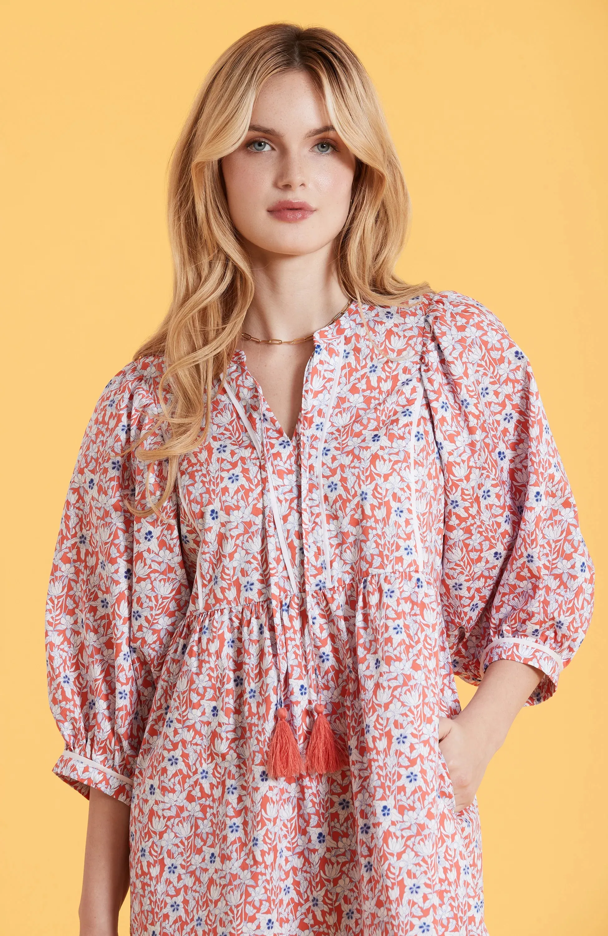 Janet Dress (Coral Floral)