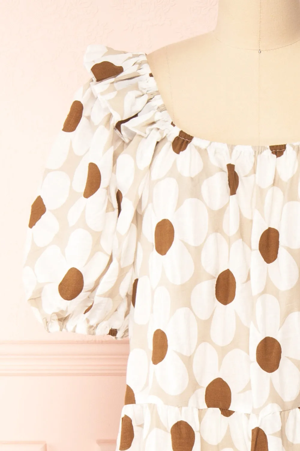 Jhune | Floral Midi Dress w/ Short Puff Sleeves
