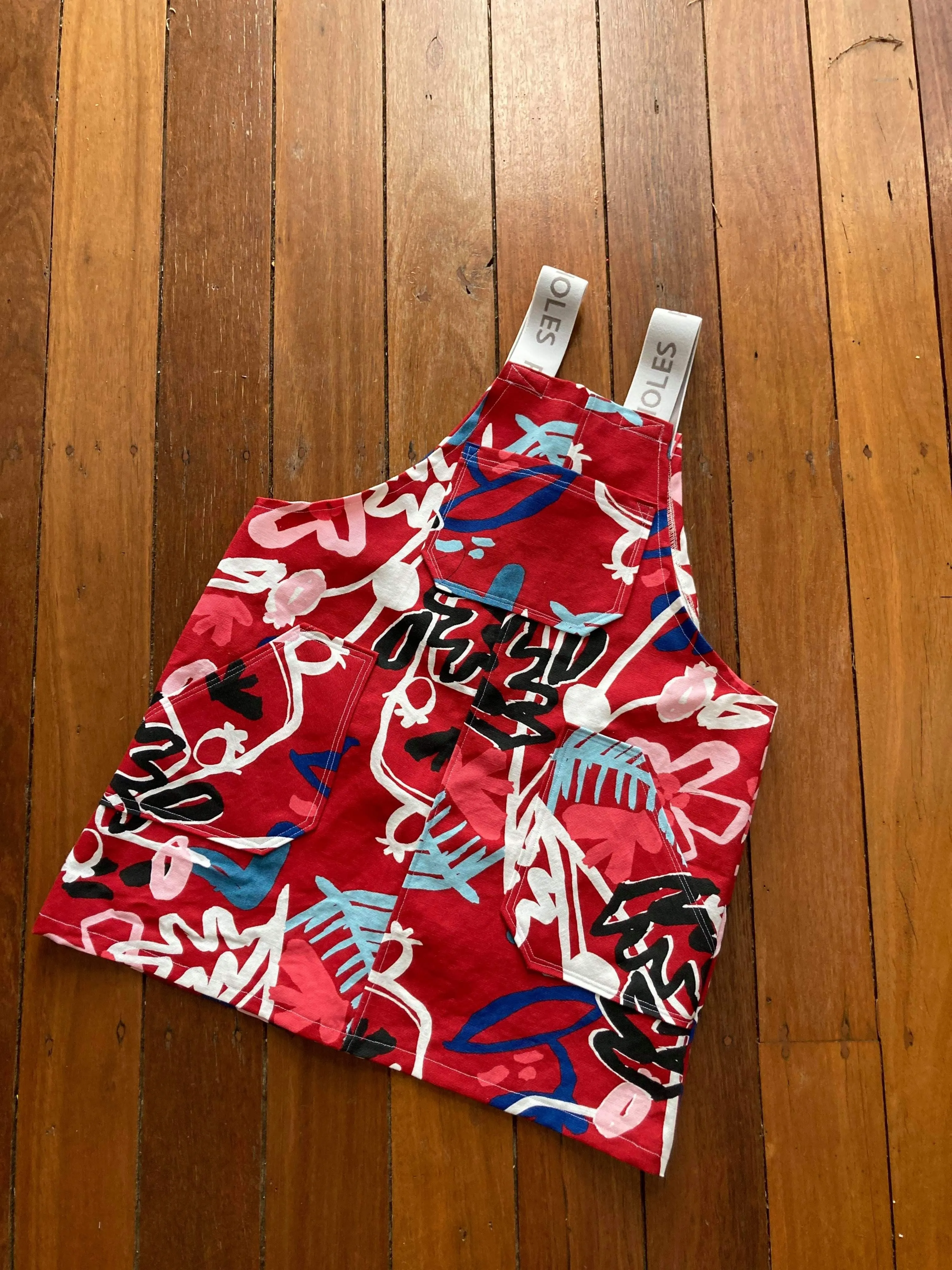 Kids Red abstract Pinny