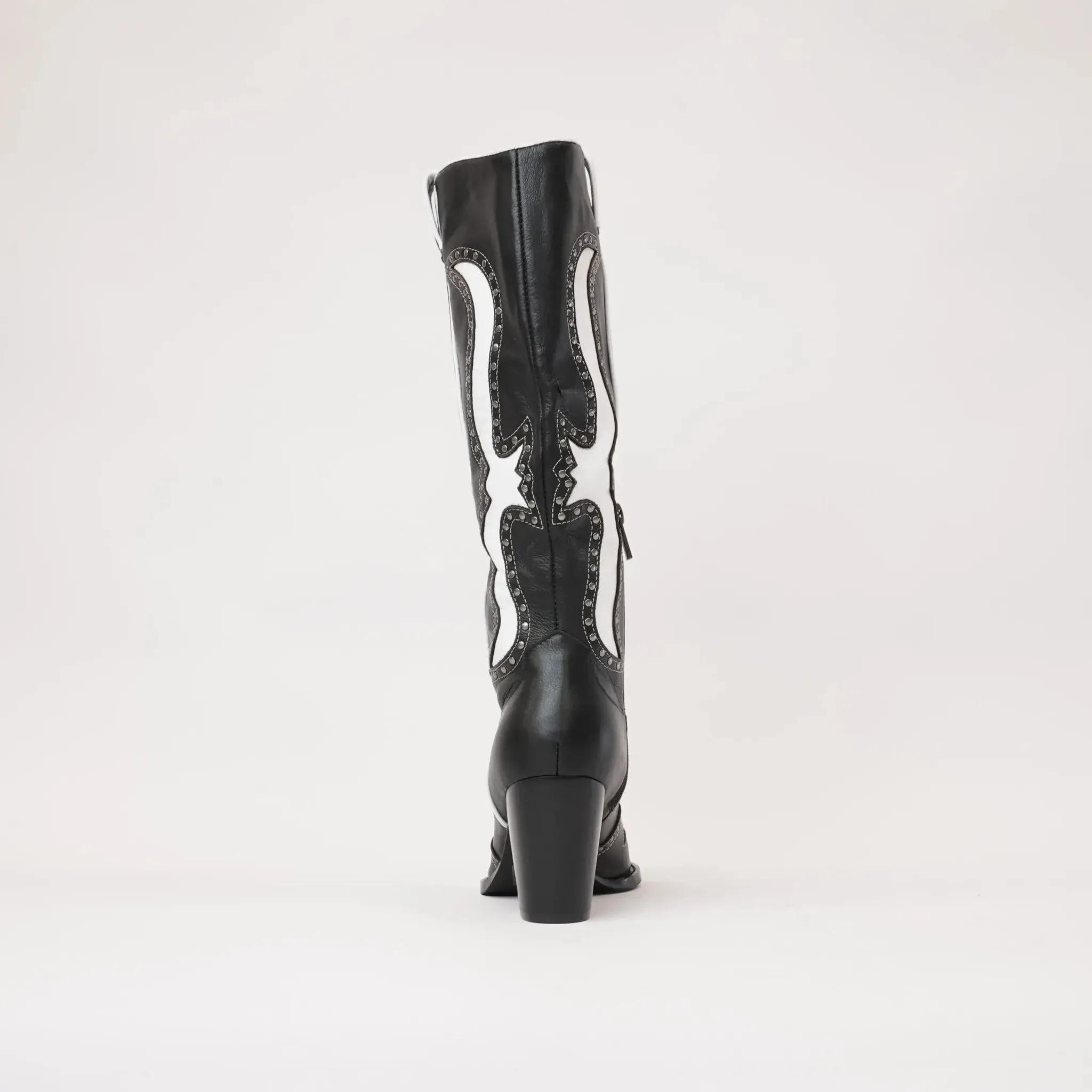 Lurva Black/White Leather Knee High Boots