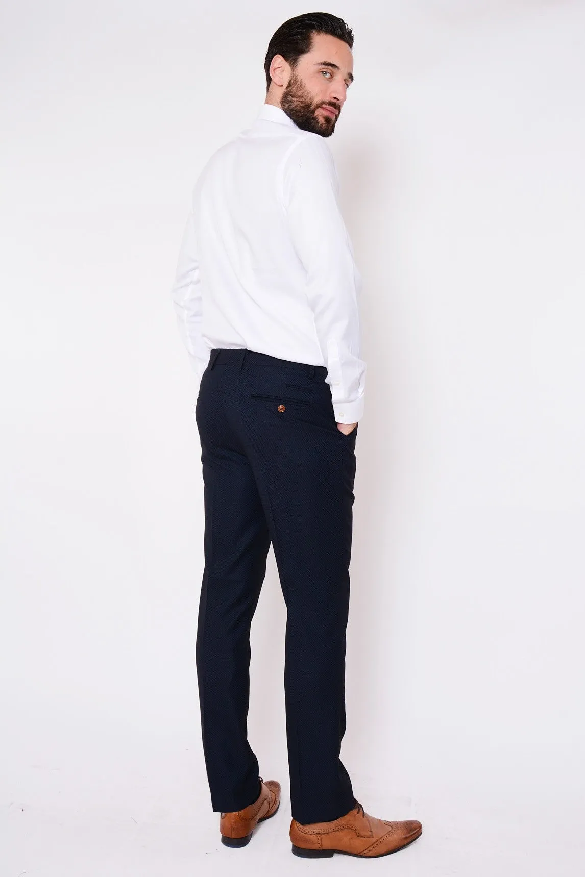 Max 3 Piece Navy Diamond Suit by Marc Darcy