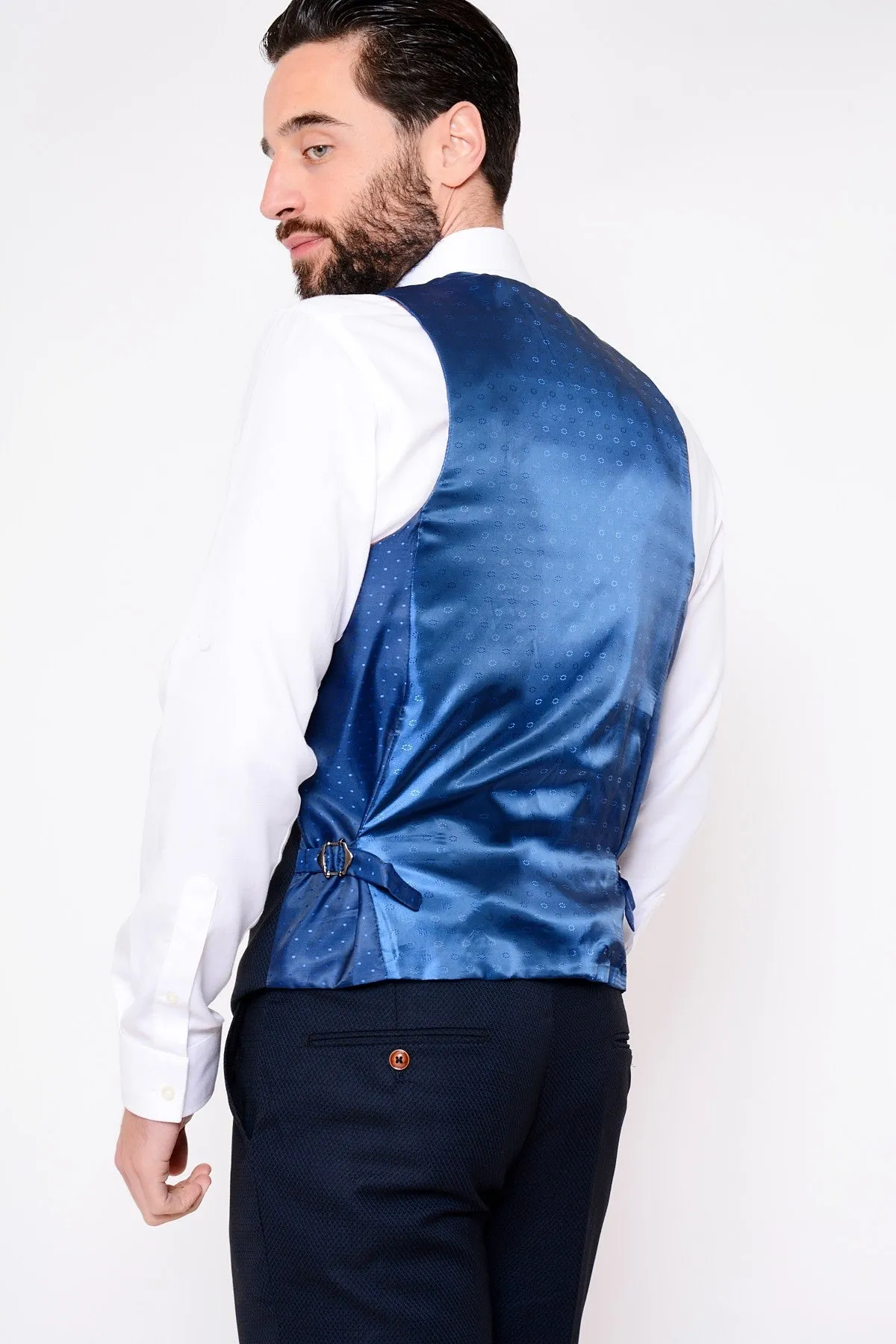 Max 3 Piece Navy Diamond Suit by Marc Darcy