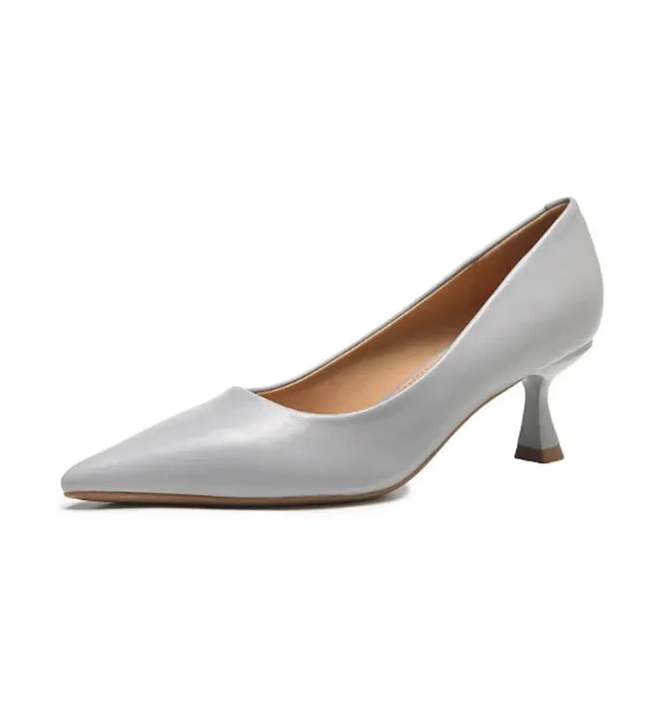 Merendy Torta Pointed Toe Kitten Heels Slip-on  creamy Pumps