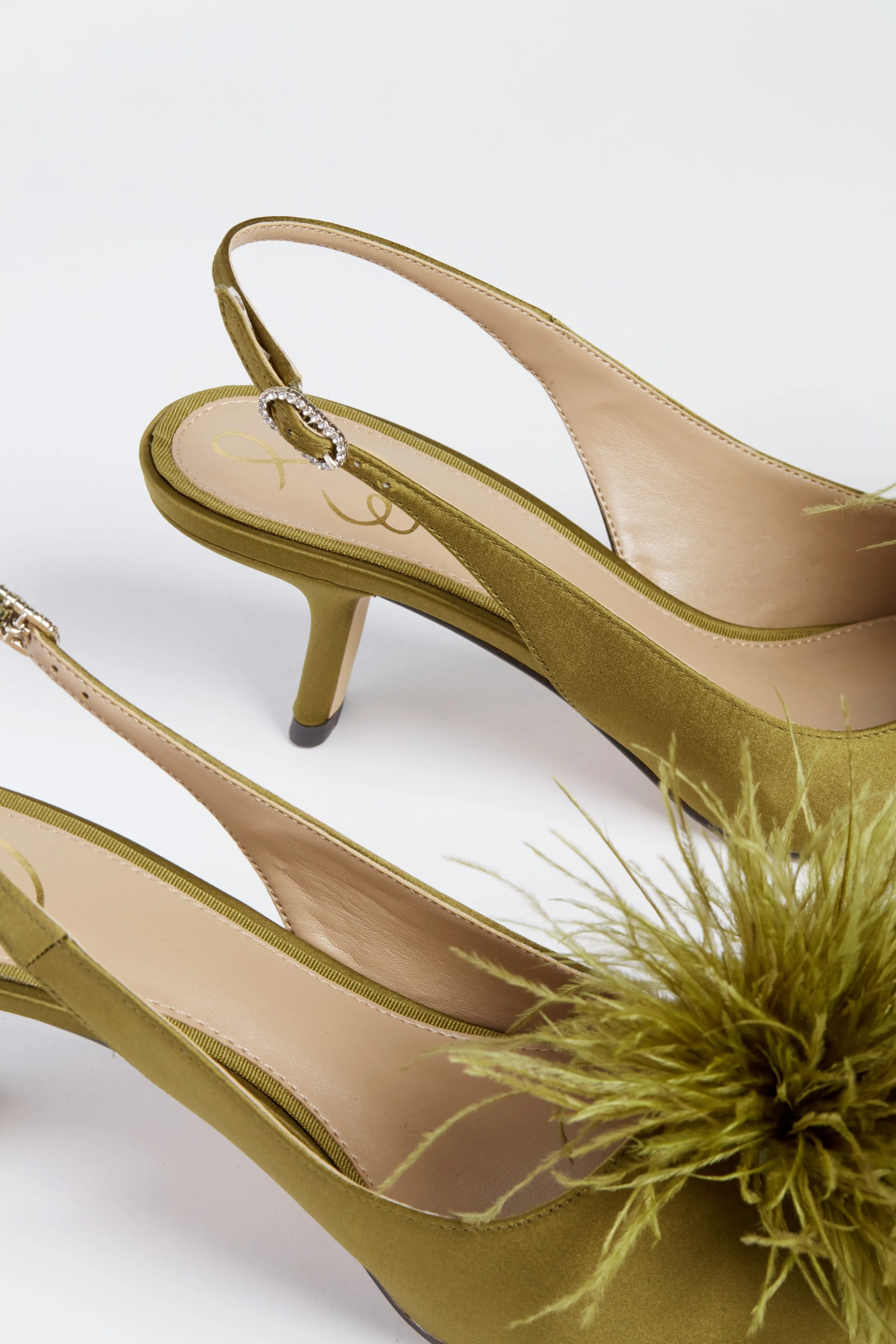 Olive Bianka Feather Heels