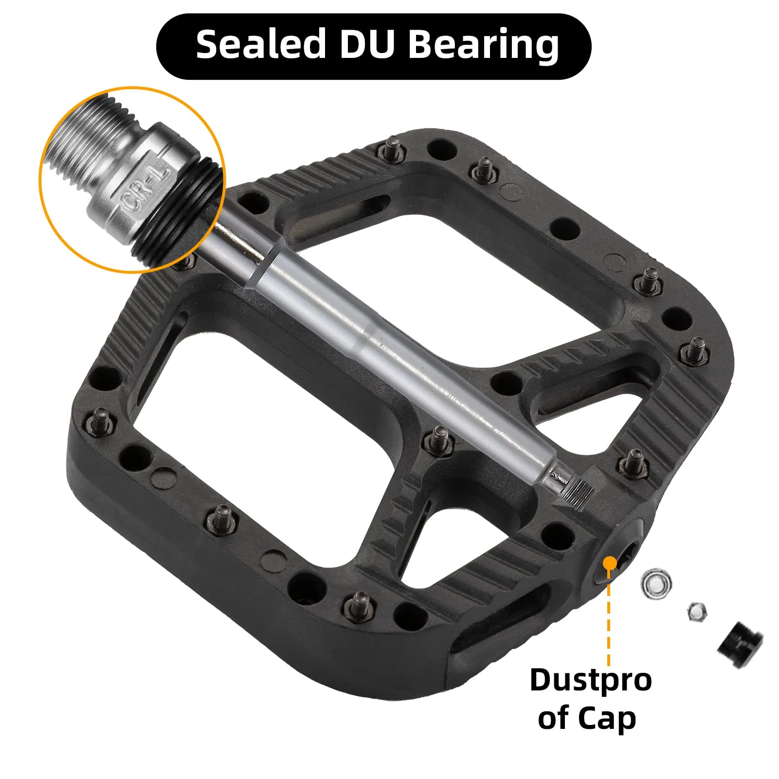 ROCKBROS Bike Pedals Nylon Fiber 9/16 Cycling Wide Platform Flat
