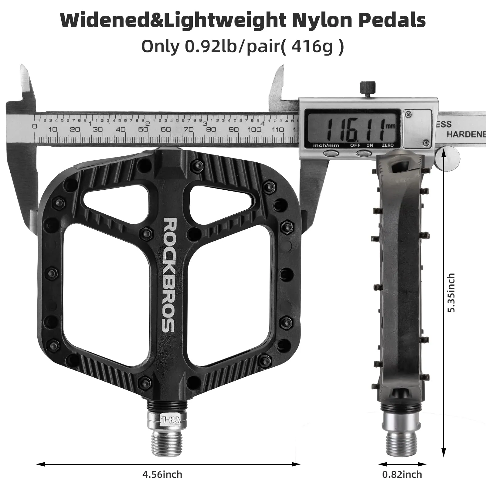 ROCKBROS Bike Pedals Nylon Fiber 9/16 Cycling Wide Platform Flat