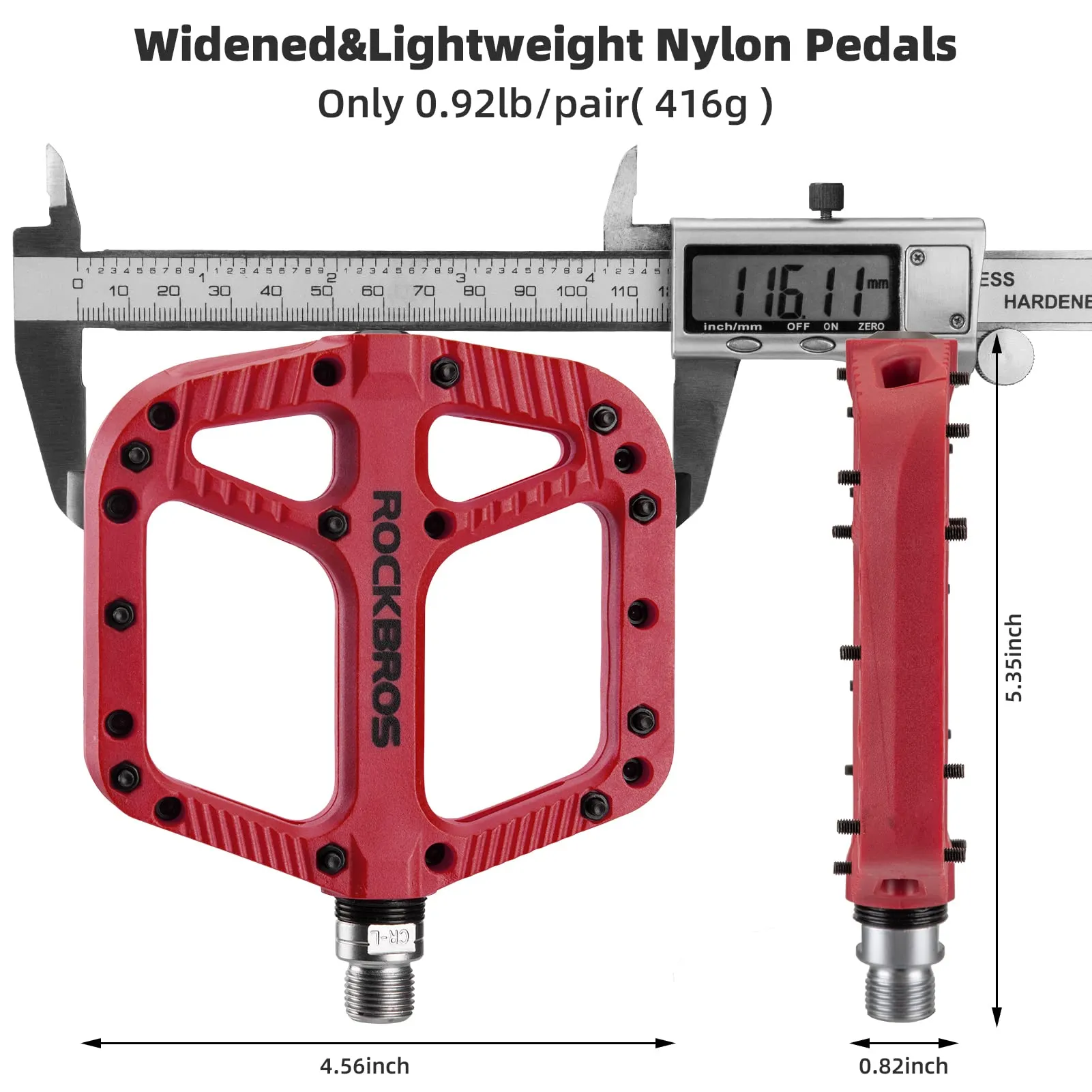 ROCKBROS Bike Pedals Nylon Fiber 9/16 Cycling Wide Platform Flat