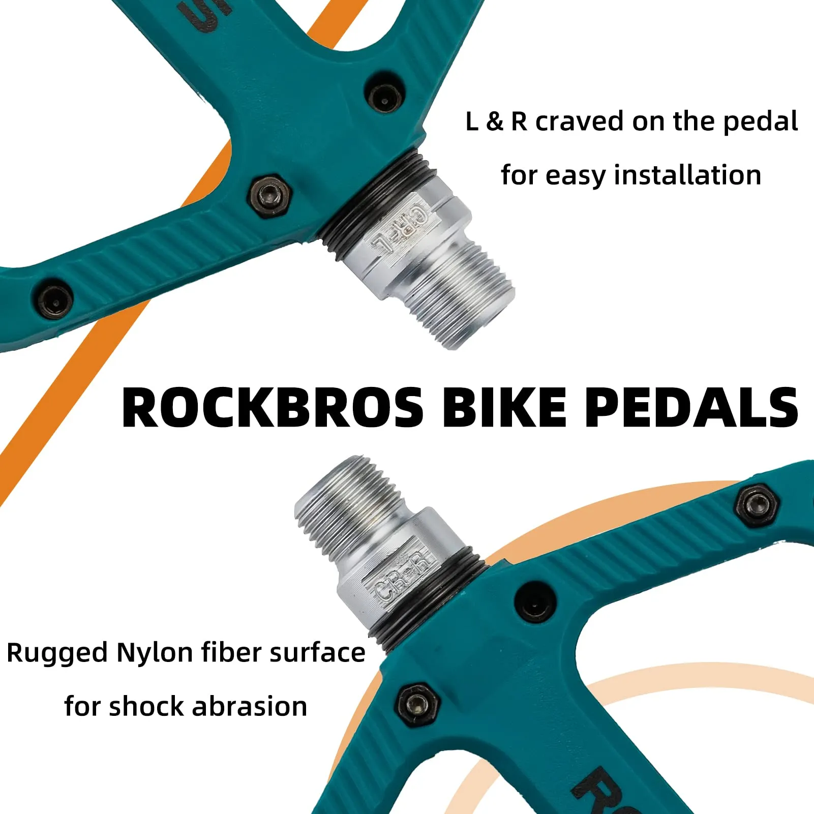 ROCKBROS Bike Pedals Nylon Fiber 9/16 Cycling Wide Platform Flat