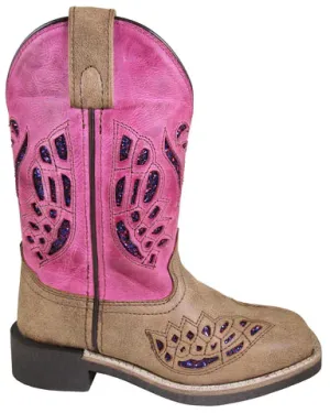 Smoky Mountain Children Girls Trixie Brown Pink Leather Cowboy Boots Style 3161C