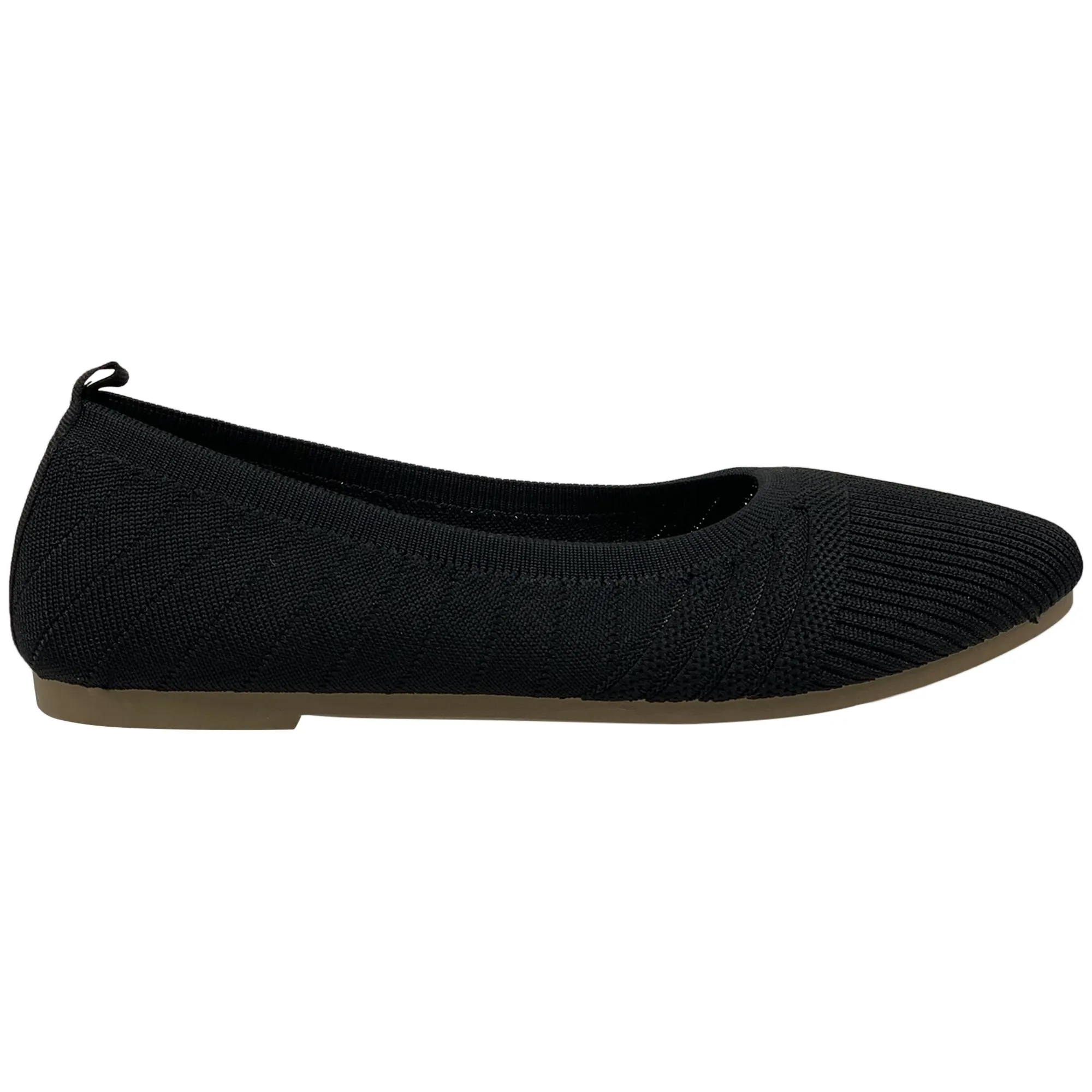 SOBEYO Sweater Round Toe Ballet Flats Soft Foldable Sole Black