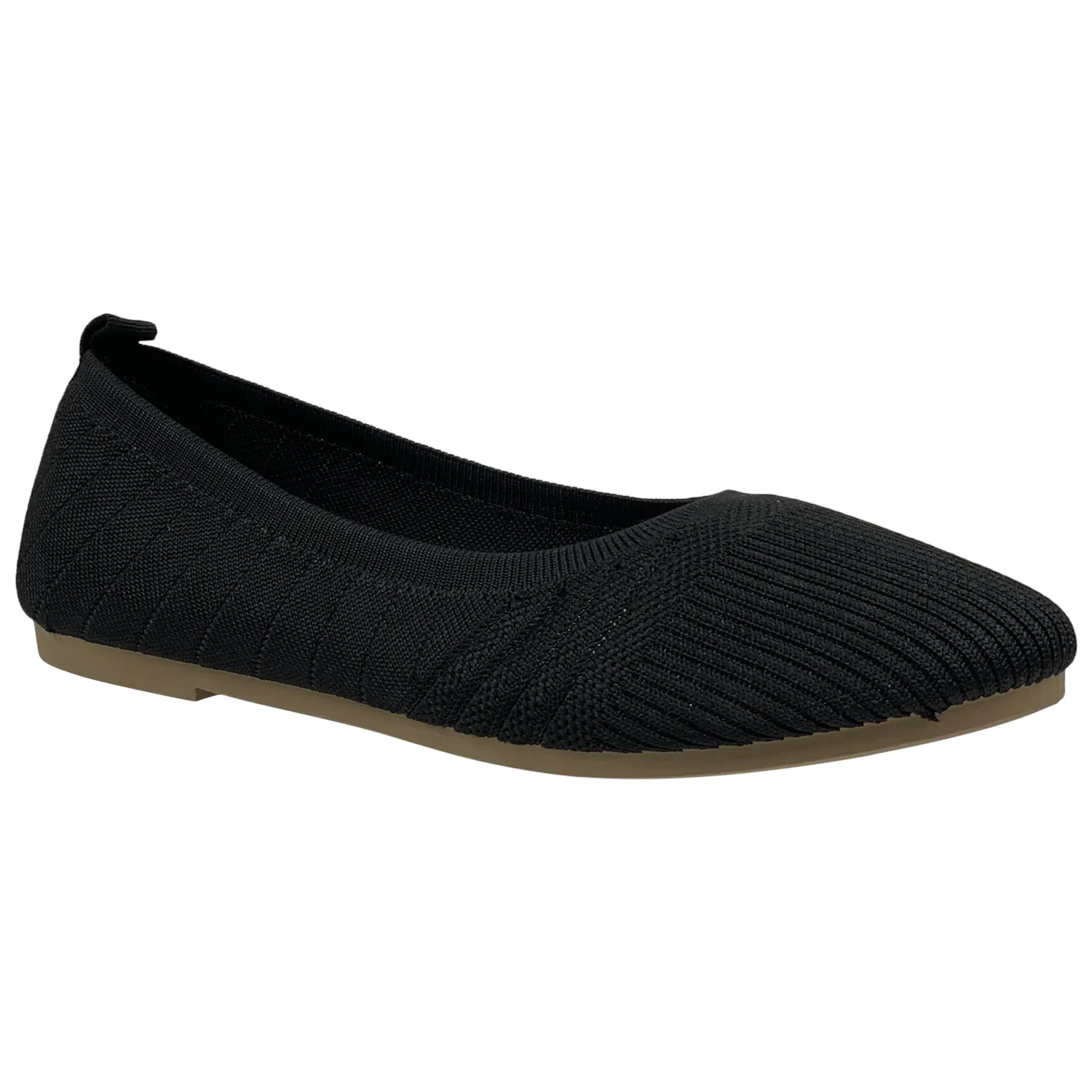 SOBEYO Sweater Round Toe Ballet Flats Soft Foldable Sole Black
