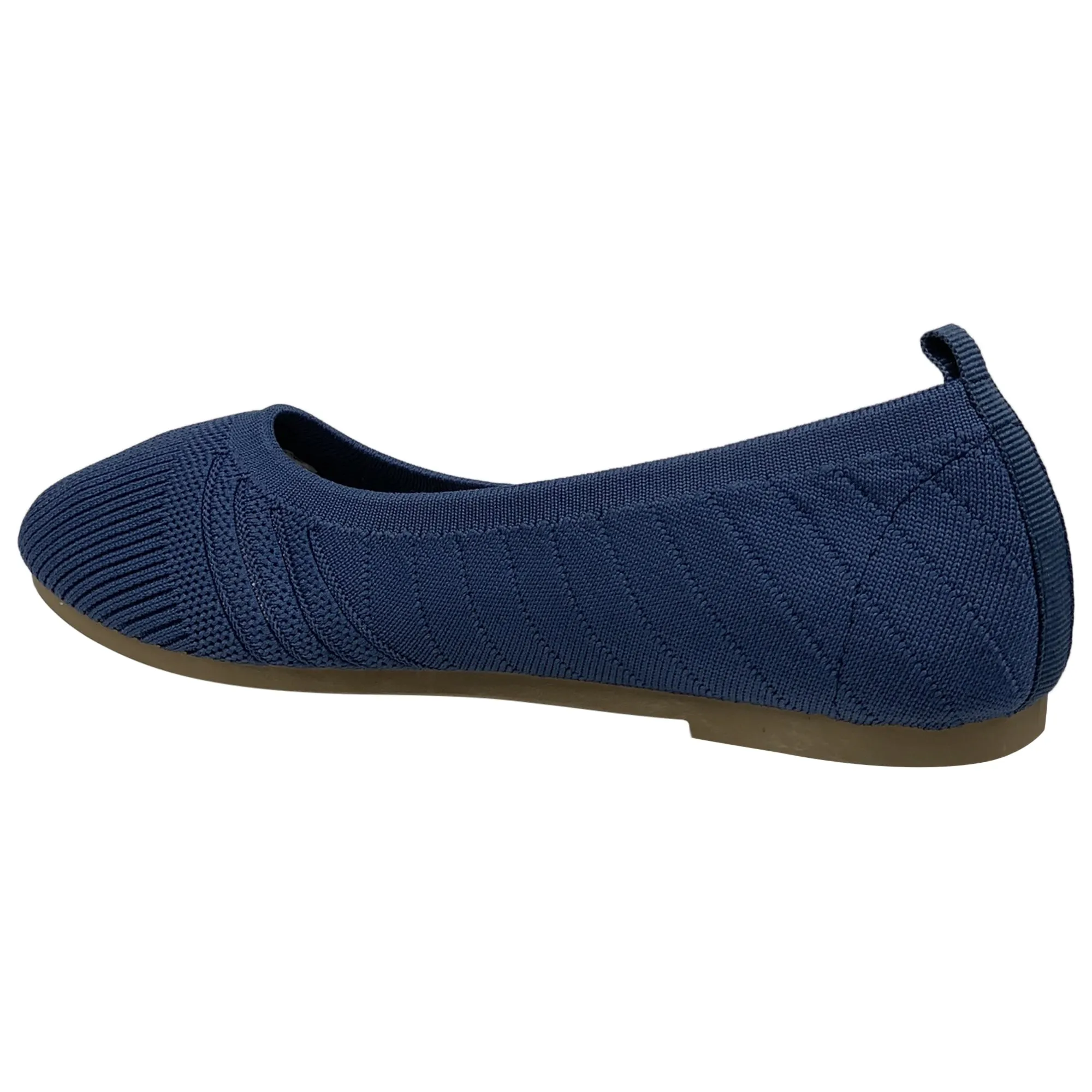 SOBEYO Sweater Round Toe Ballet Flats Soft Foldable Sole Blue