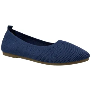 SOBEYO Sweater Round Toe Ballet Flats Soft Foldable Sole Blue
