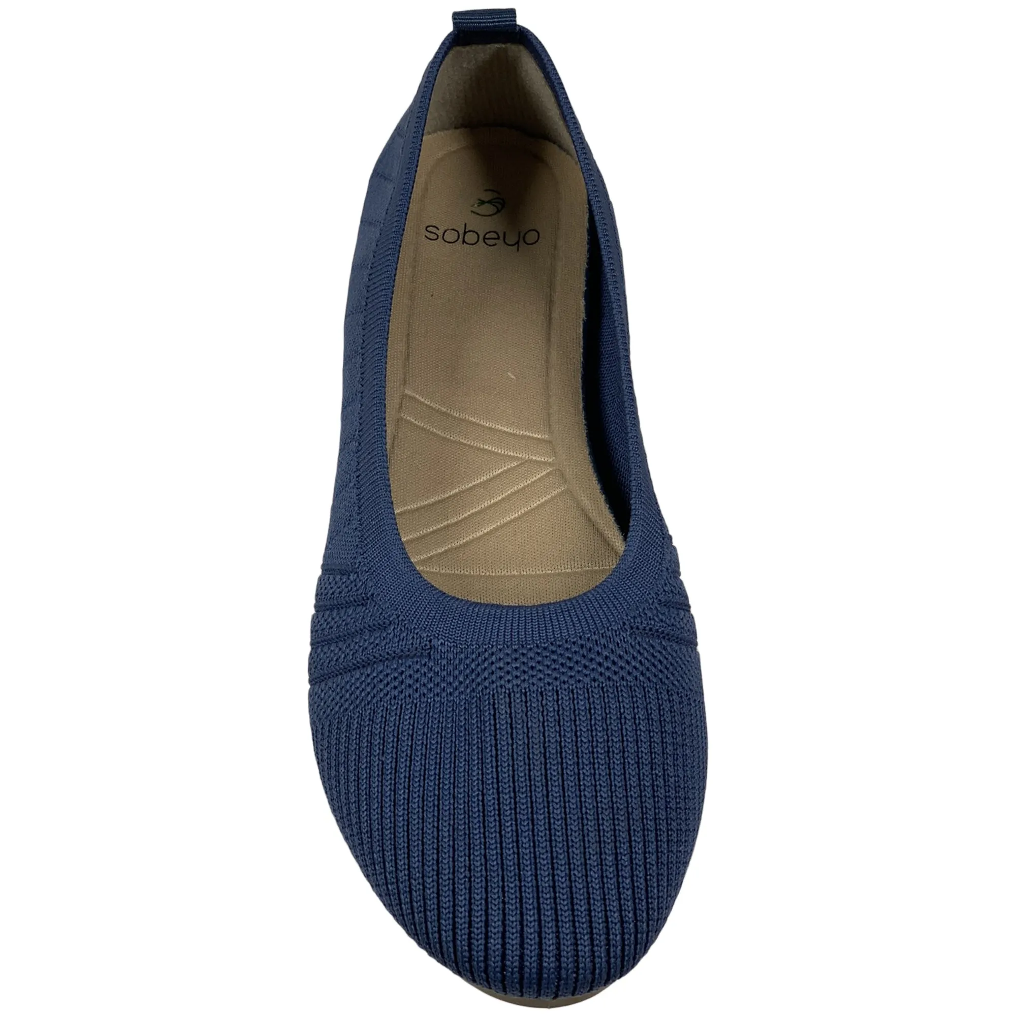 SOBEYO Sweater Round Toe Ballet Flats Soft Foldable Sole Blue