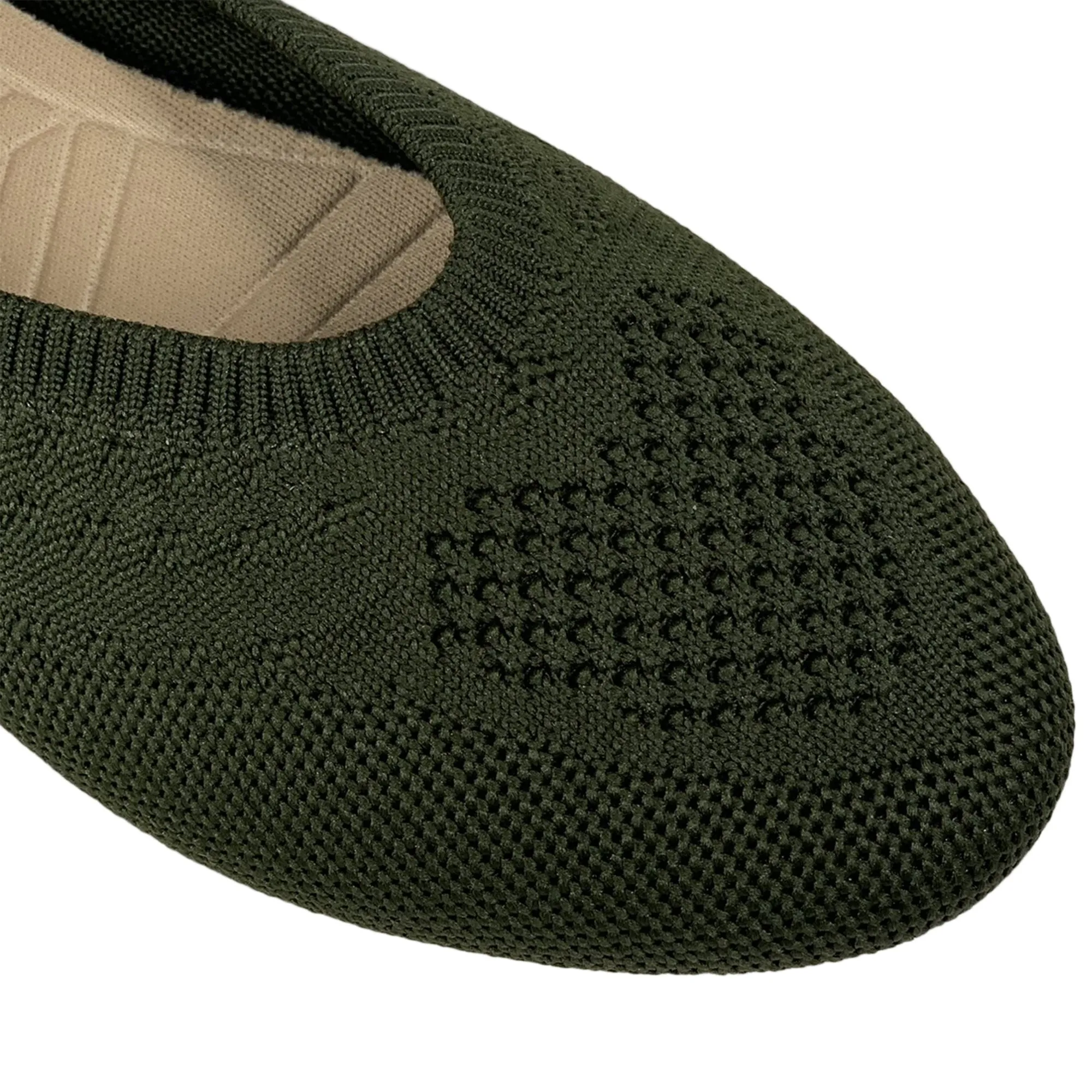 SOBEYO Sweater Round Toe Ballet Flats Soft Foldable Sole Green