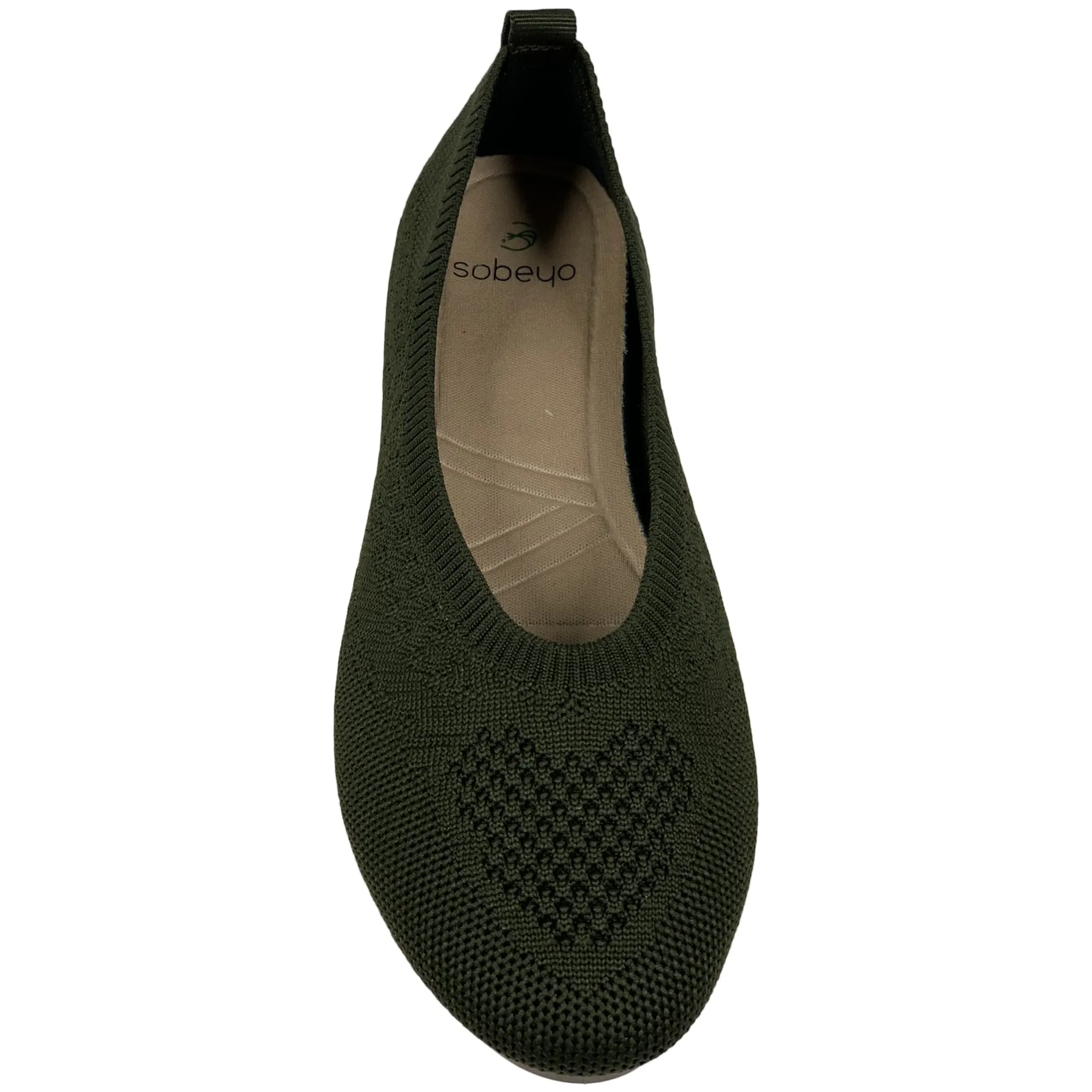 SOBEYO Sweater Round Toe Ballet Flats Soft Foldable Sole Green