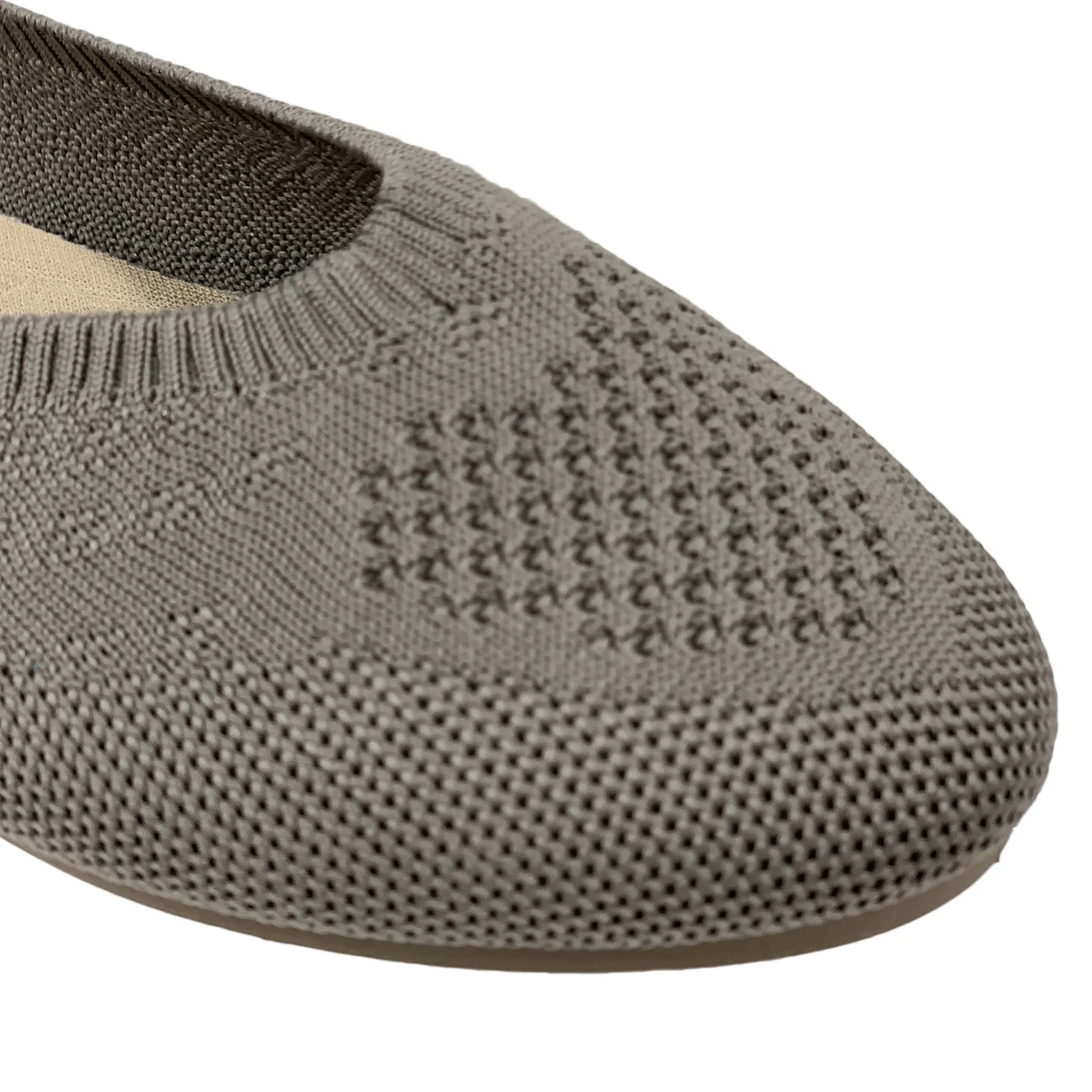 SOBEYO Sweater Round Toe Ballet Flats Soft Foldable Sole Taupe